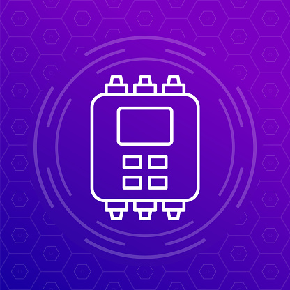 PLC icon, Programmable logic controller line vector