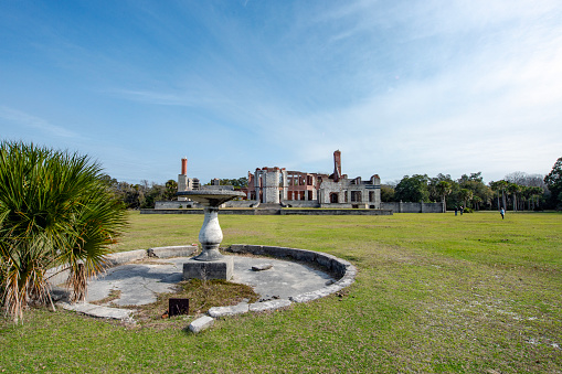 A dilapidated fountain at the Dungeness site in Cumberland Island National Park, Georgia.