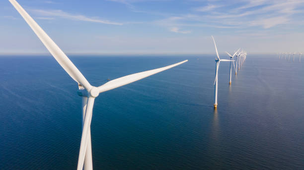 istock Windmill park in the ocean with huge windmill turbines 2078655630