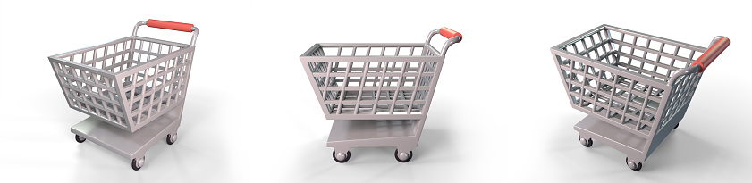 shopping cart on a white background 3d rendering.