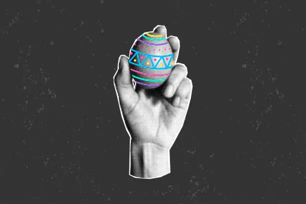 Vector illustration of hand holds a Easter egg