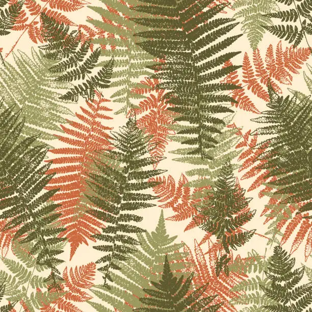 Vector illustration of Vector Tropical Fern Leaf Seamless Pattern. Floral Background Fern Leaves.
