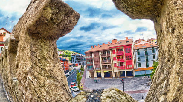Street Scene, Traditional Architecture, Old Town, Zumaia, Guipúzcoa, Basque Country, Spain, Europe