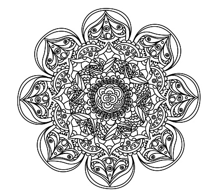 Mandala,flower vector hand-drawing Coloring book pages.