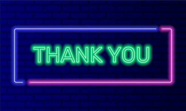 istock Neon sign thank you in speech bubble frame on brick wall background vector. Light banner on the wall background. Thank you button gratitude and politeness, design template, night neon signboard 2078806724
