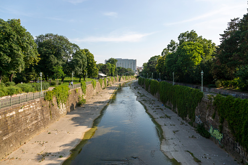 Vienna, Austria - June 19, 2023: View of the Wiental Canal in Vienna