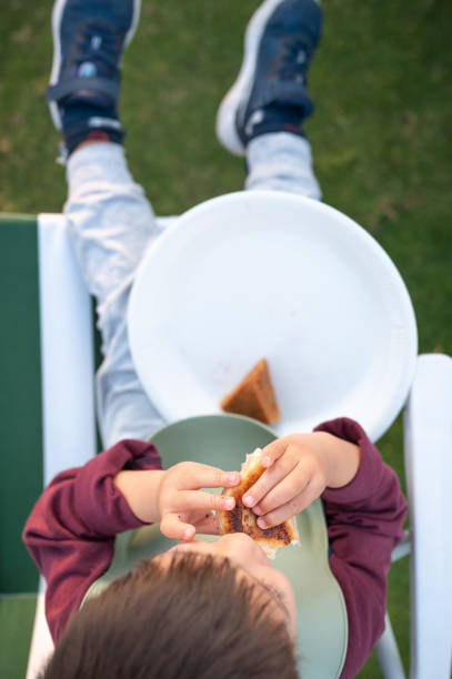 istock A boy eating on a picnic chair 2078849825