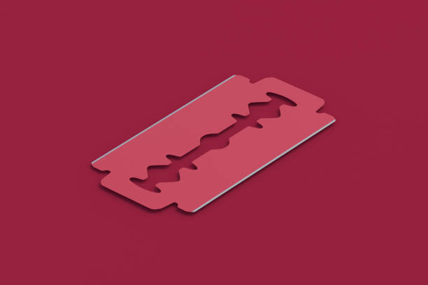 istock Razor blade of magenta on red background. 3d render 2078876624