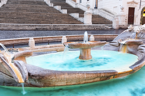 Fontana della Barcaccia, Piazza di Spagna in Rome, Italy.