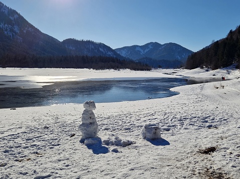 Mittersee in Ruhpolding im Winter - Bergsicht - Oberbayern