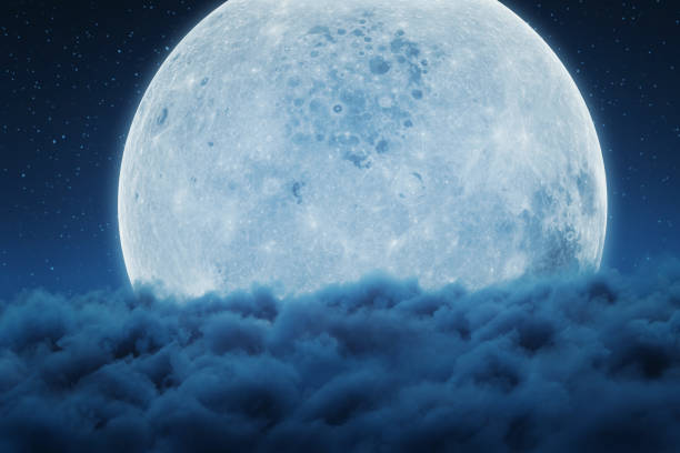 istock 3D rendering of big bright moon over night clouds 2078932059