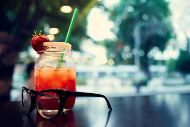 non-alcoholic cocktail glasses on a table in a cafe leisure lifestyle. High quality photo