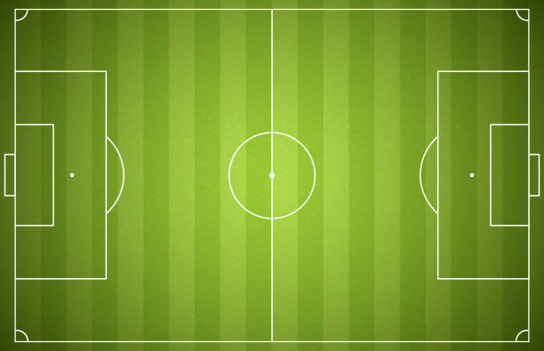 ilustraciones, imágenes clip art, dibujos animados e iconos de stock de campo verde de fútbol horizontal - campo de fútbol