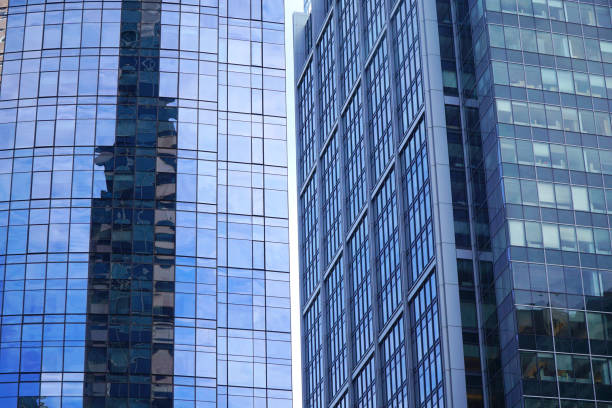 istock close up on modern office building skyscraper with blue glass wall 2078964603