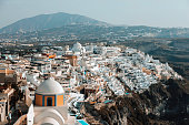 Beautiful cityscape view Town of Thira in Santorini island, Greece