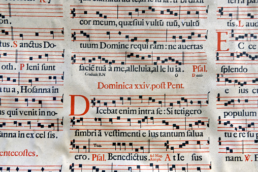 close-up of a book of Gregorian chants. HQ photo