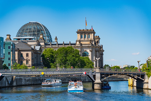 River Spree and Reichstag Building in Berlin, Germany