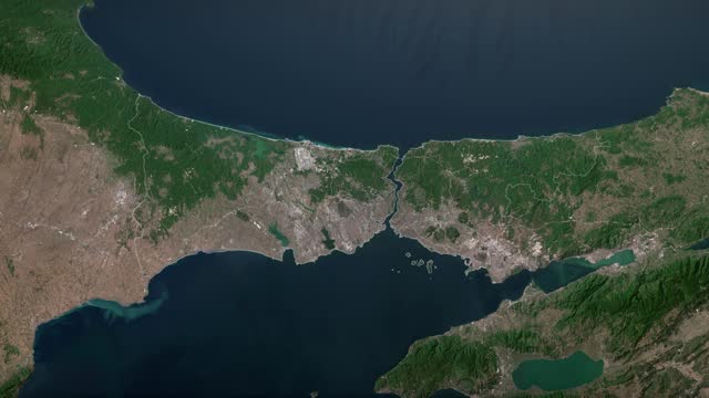 Zoom in to Istanbul, Turkey from Earth. Satellite view of the Türkiye. Cinematic world map animation from outer space to territories. The concept of highlight, globe, aerial view, tourism, travel, journey, cityscape