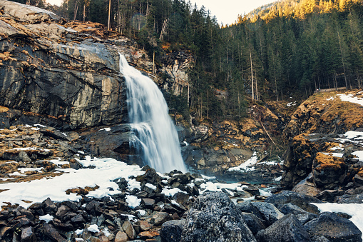 Waterfall in the High Tauern Mountains in Austrian Alps.
Shot with Canon R5