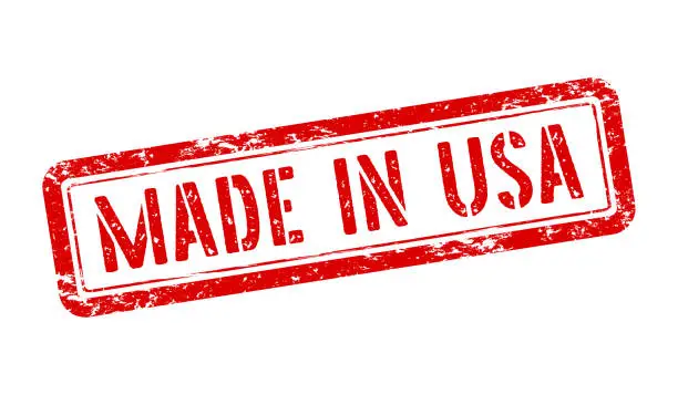 Vector illustration of Made in USA red stamp. Vector