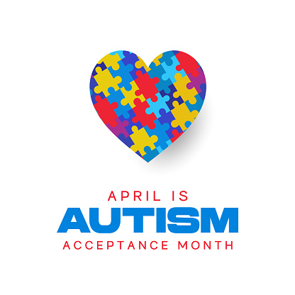 Autism Acceptance Month card, poster, April. Vector illustration