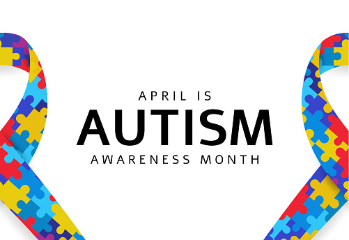 Autism Awareness Month card, background, April. Vector illustration