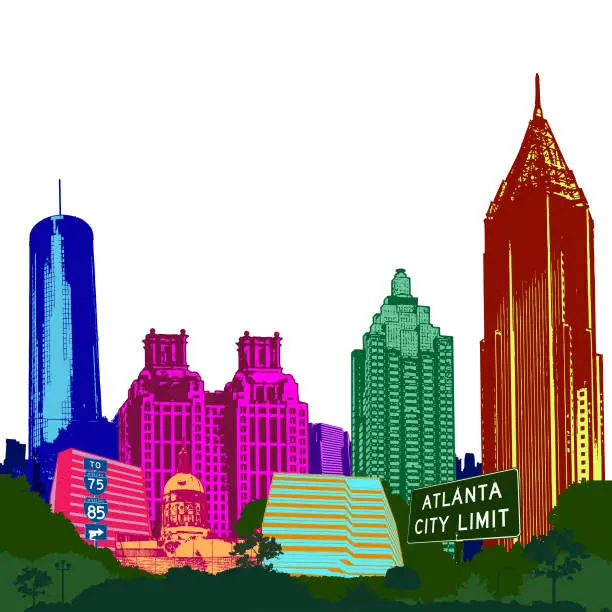 Vector illustration of Atlanta Georgia Stylized Cityscape