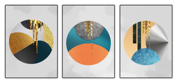 istock Minimal illustration of modern wall frame canvas flat art. with black marble pattern shapes, circles, and lines, minimalist design in a light background. 2079164972
