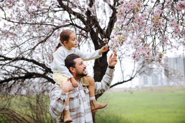 istock Young father carrying daughter on shoulders in nature 2079228627