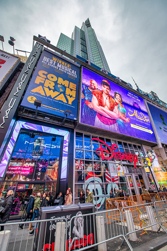 New York City - November 30, 2018: Disney Shop sign in Times Square