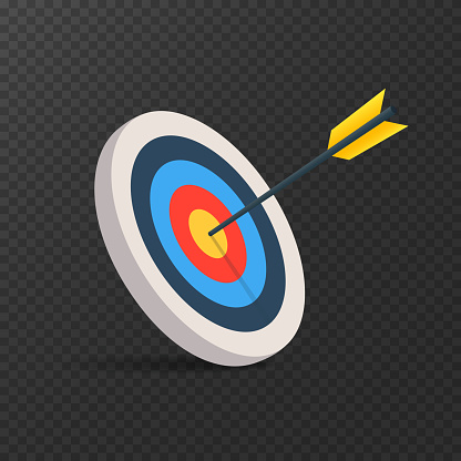 Archery target with arrow. Target and arrow realistic illustration. Target vectors