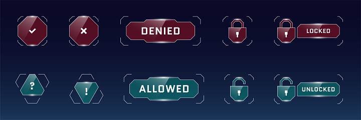 Hud Access Hud Digital Futuristic User Access Allowed And Denied Sign Question And ...