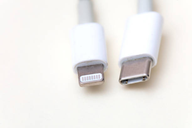 istock Close up of charging connector Type C and Lighting Cable Connector 2079394138