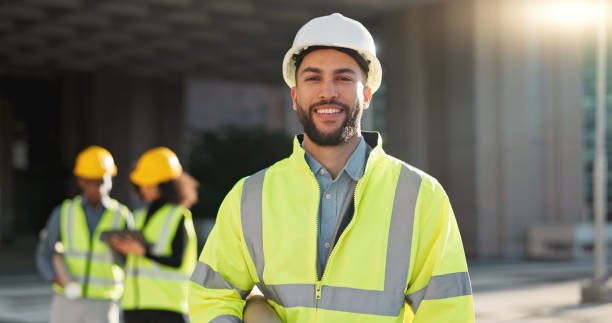 istock Happy man, architect and city for construction management or teamwork in leadership on site. Portrait of male person, contractor or engineer smile for professional architecture, project or ambition 2079407697