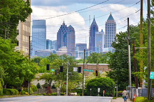 Midtown Atlanta skyline as seen from Peachtree Street In Buckhead
