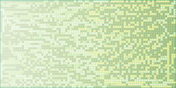 Vector illustration of A green background with yellow and white pixels. The pixels are arranged in a pattern. The background is very bright and cheerful