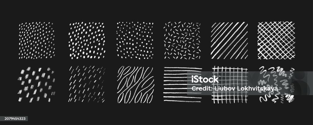 Hand Drawn Pencil Textures Pattern Set Stock Illustration - Download ...