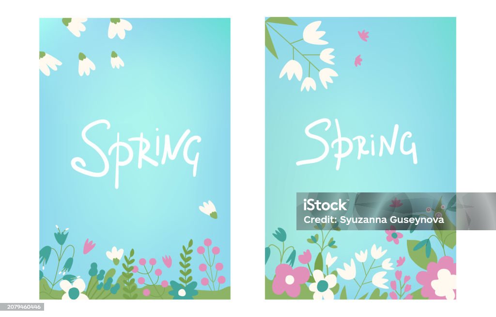 Spring Background Banner Spring Backgrounds Set With Lettering Flower Abstract Banner Templates ...