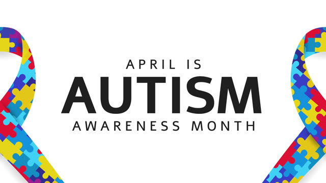 Autism Awareness Month card, background, April. 4k