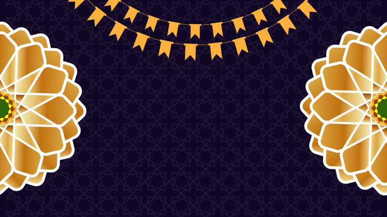 Ramadan Islamic background animation. Ramadan Kareem decorative buntings Mandala rotating in dark blue pattern background. Islamic Decorative Design Elements for Ramadan, eid mubarak, islamic new year