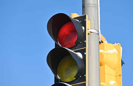 Red light on the traffic signal.