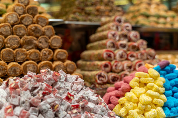 istock Traditional Turkish delight On Counter In Istanbul Grand Bazaar 2079612187