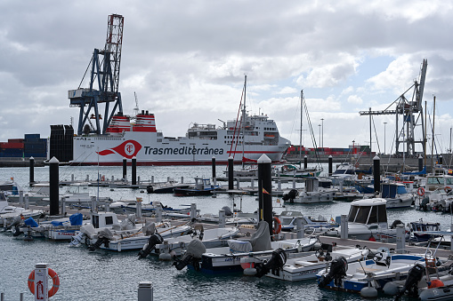 Puerto del Rosario, Fuerteventura, Canary Islands, Spain, February 24, 2024 - The passenger ship / Ro-Ro cargo ship \