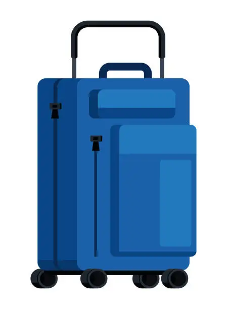 Vector illustration of blue modern suitcase