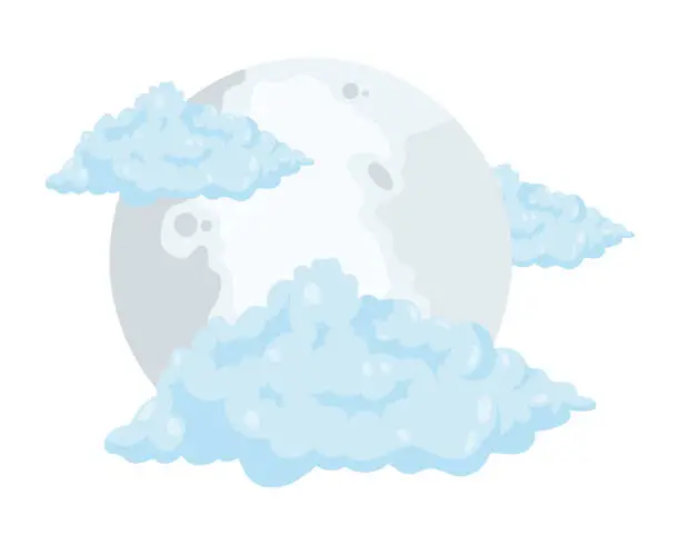 Vector illustration of full moon and clouds
