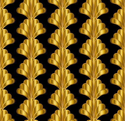 Gold Repeat Pattern Gold Art Deco Style Seamless Repeat Pattern On Black Background Stock ...