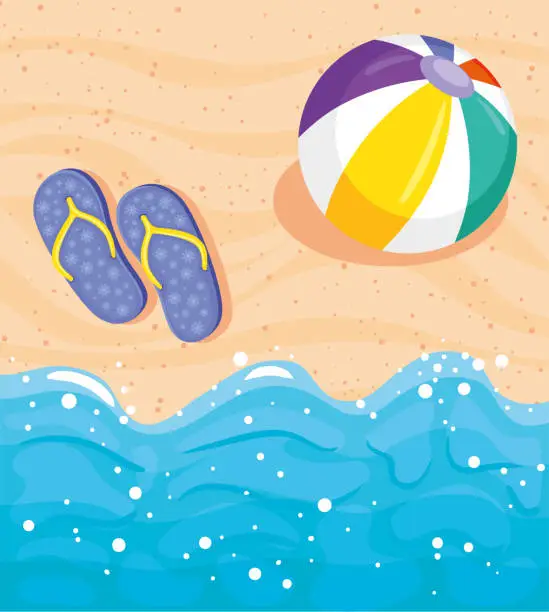 Vector illustration of summer beach airview