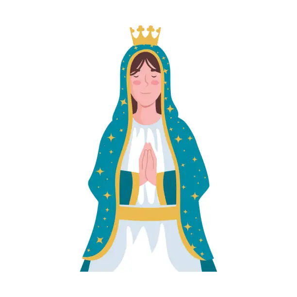 Vector illustration of virgin holy praying