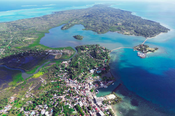 Aerial view of Sainte Marie island - Nosy Boraha, Madagascar Nosy Boraha, also known as Sainte-Marie, main town Ambodifotatra, is an island off the east coast of Madagascar sainte marie stock pictures, royalty-free photos & images
