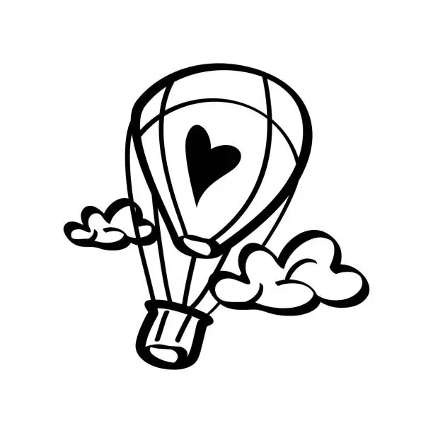 Vector illustration of hot air balloon love